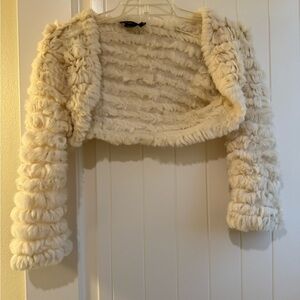 Cream Rabbit Fur Bolero Jacket